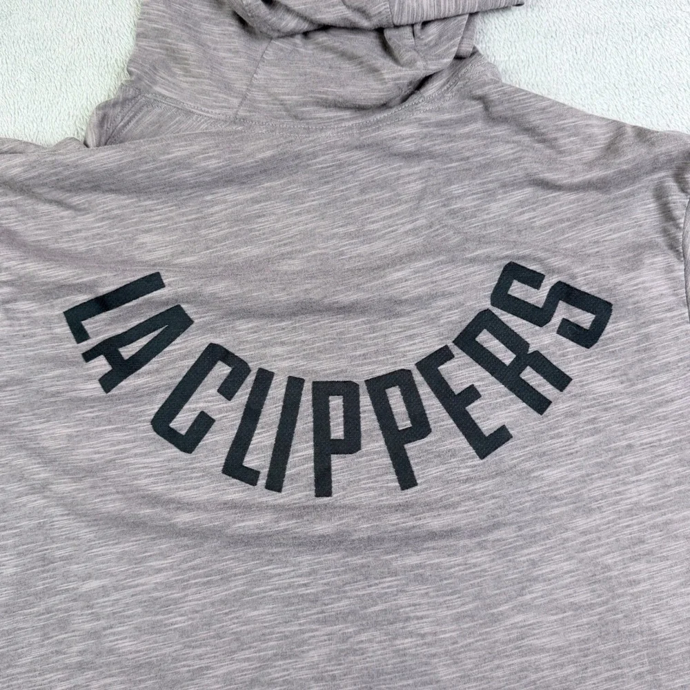 Nike NBA LA Clippers Dri-FIT Short Sleeve Hoodie Men Large Gray Space Dye 890612